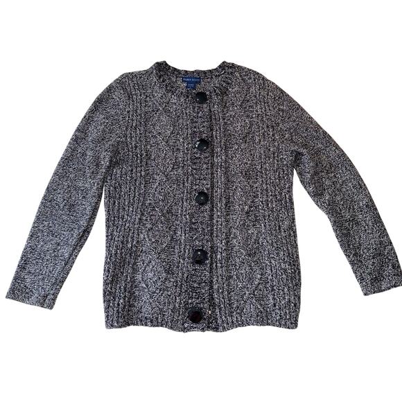 VINTAGE Karen Scott Sweater Black Blend Cardigan - Large - Picture 1 of 7